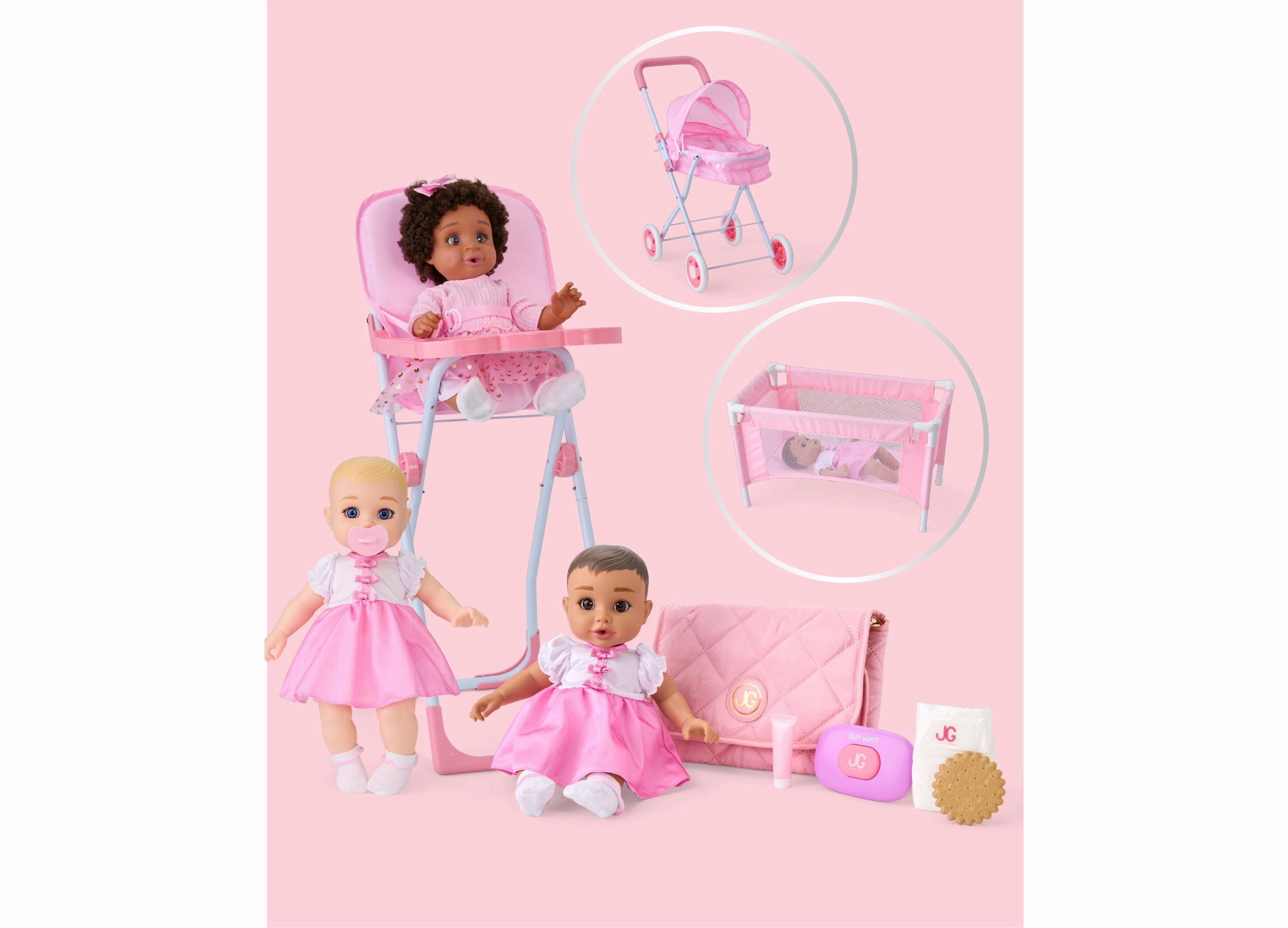 Journey Girls Quilted Designer-Inspired Doll Diaper Bag Playset