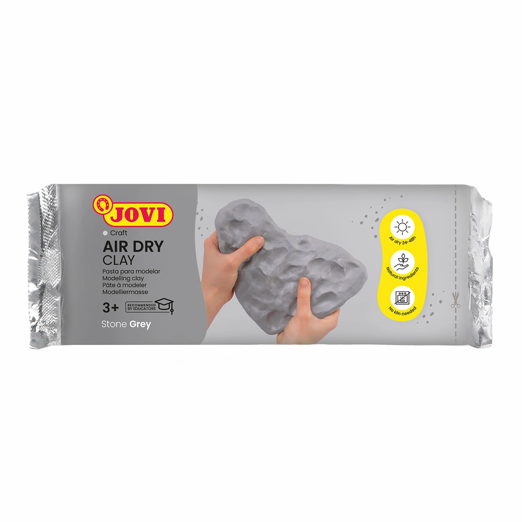 JOVI Crafting Air Dry Clay - Grey 1.1lb Bar, Pack of 3