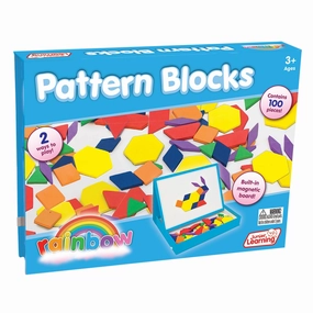 Junior Learning 100-Piece Rainbow Magnetic Pattern Blocks - Assorted Colors