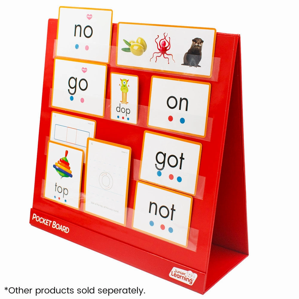 Junior Learning Double-Sided Tabletop Pocket Chart - Red & White