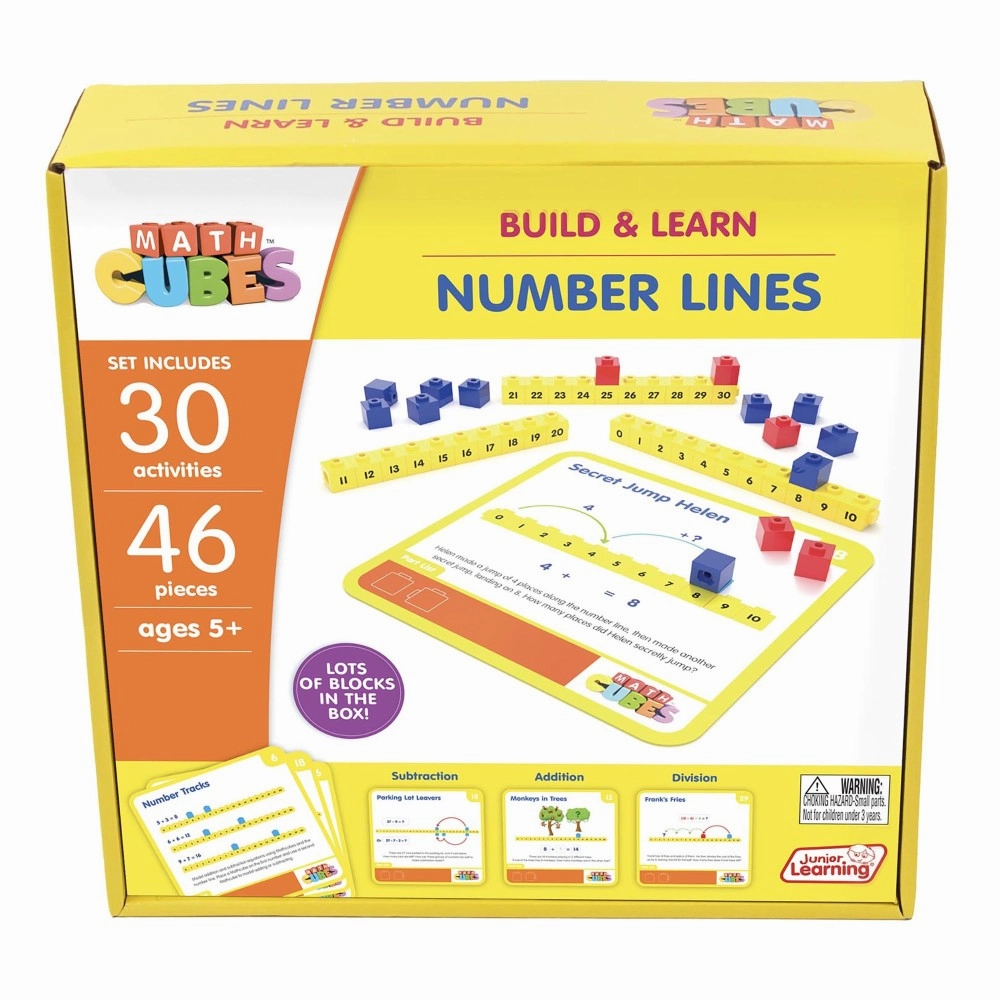 Junior Learning Mathcubes Number Lines - 30 Activity Set - Educational Math Toy