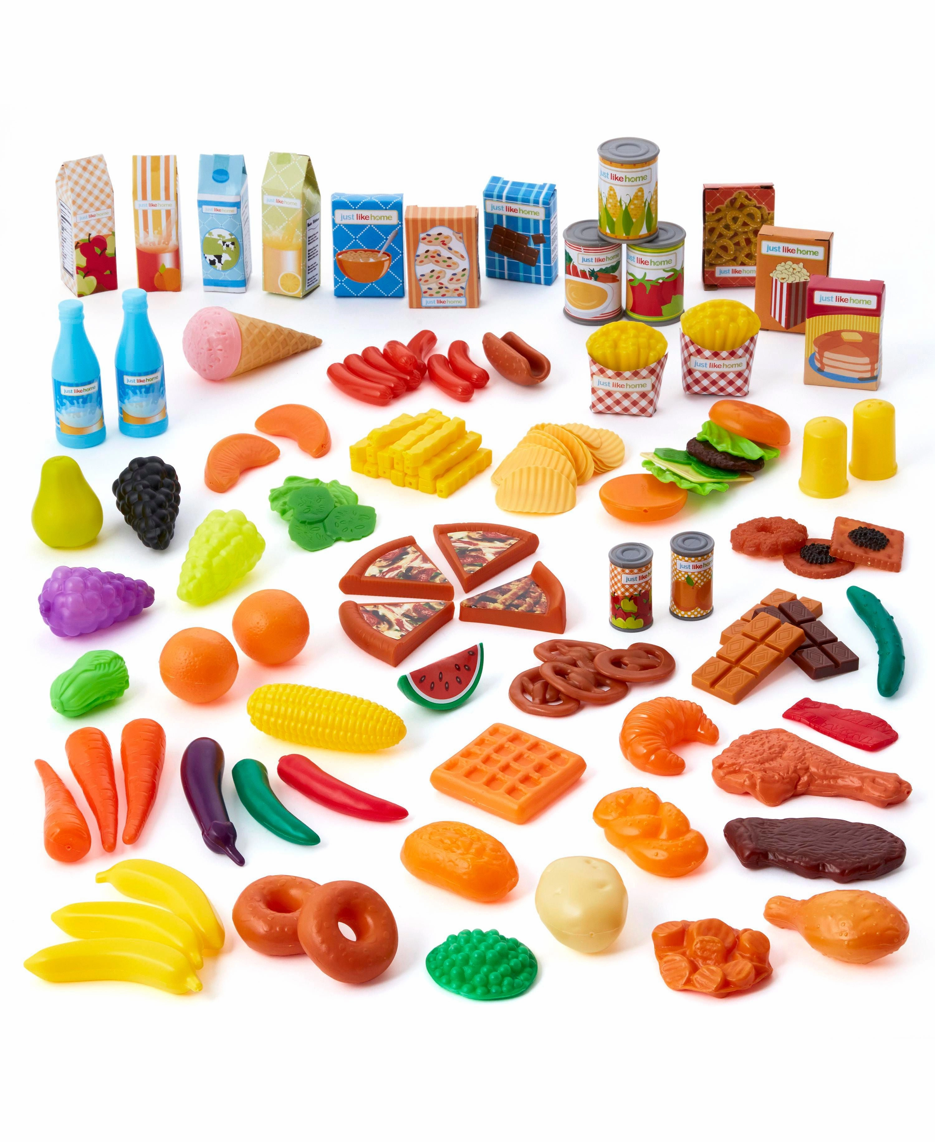 Just Like Home 120-Piece Deluxe Play Food Set  Ultimate Kitchen Pretend Play