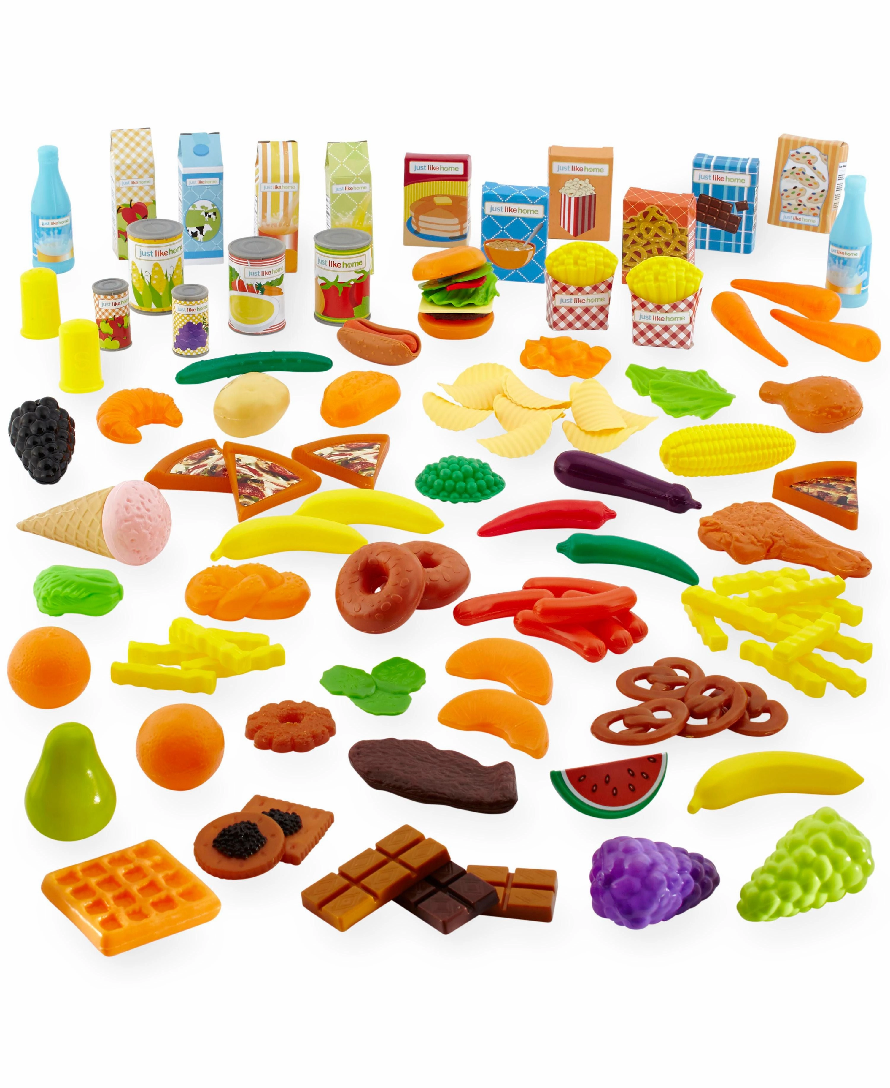 Just Like Home 120-Piece Deluxe Play Food Set  Ultimate Kitchen Pretend Play
