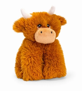 Keeleco 20cm Highland Cow Fluffy Scottish Soft Toy Suitable from Birth