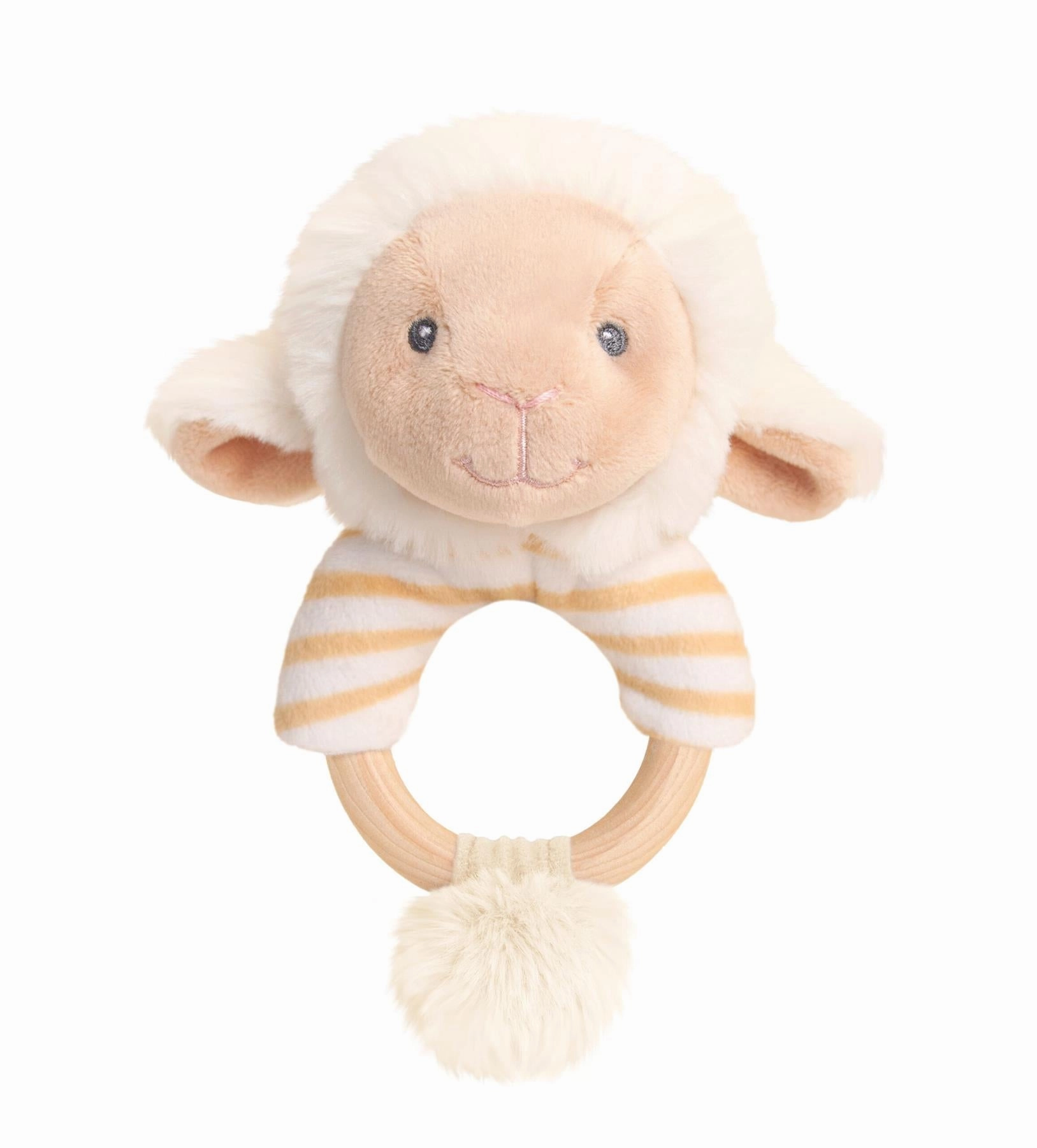 Keeleco Baby 14cm Lullaby Lamb Ring Rattle Soft Toy for Babies and Up