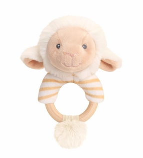 Keeleco Baby 14cm Lullaby Lamb Ring Rattle Soft Toy for Babies and Up