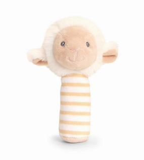Keeleco Baby 14cm Lullaby Lamb Stick Rattle Soft Toy for Babies and Up