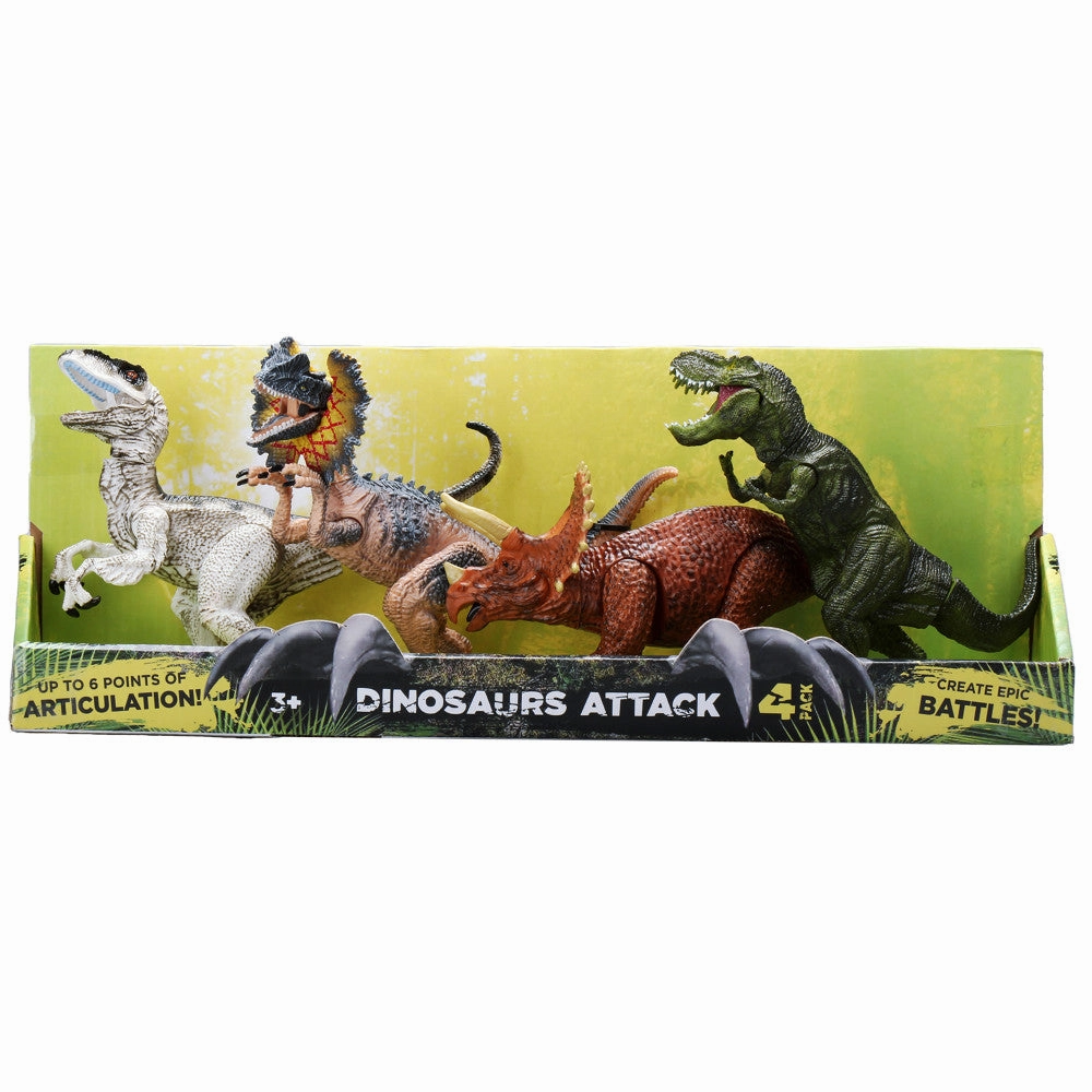 Kid Galaxy Dinosaur Attack Figures 4-Pack: Jurassic Legends Unleashed