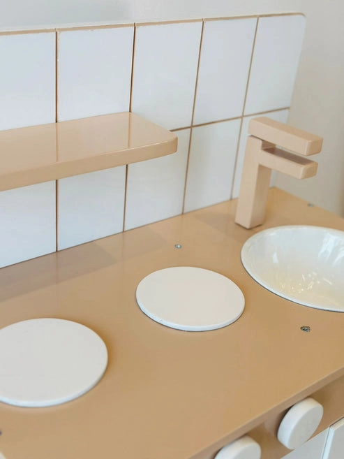 Kiddies Kingdom Play Kitchen - Beige Imaginative Play For Ages 3 and Above