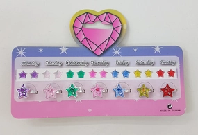 Kids Stars Ring Earrings Week Set