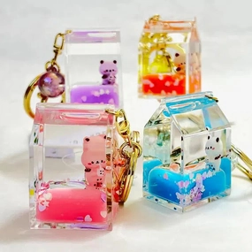 Kitty in Milk Carton Floaty Keycharm