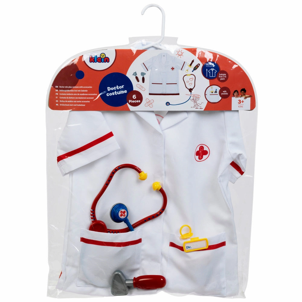 Klein 6-Piece PRO Doctor Costume Set - White & Red - Kids Ages 3 
