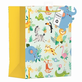 Large Gift Bag with Safari Animals Design (W265 x H330 x D140 mm)