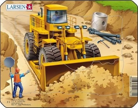 Larsen Construction Small Frame Tray Puzzle Bulldozer