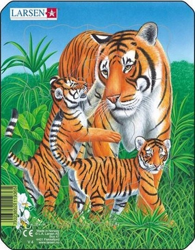 Larsen Wild Animal Small Frame Tray Puzzle Tiger And Cubs