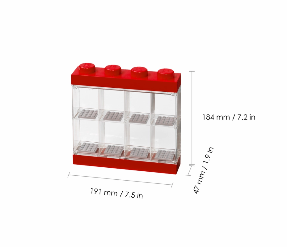 LEGO 8 Window Minifigure Display Case Red