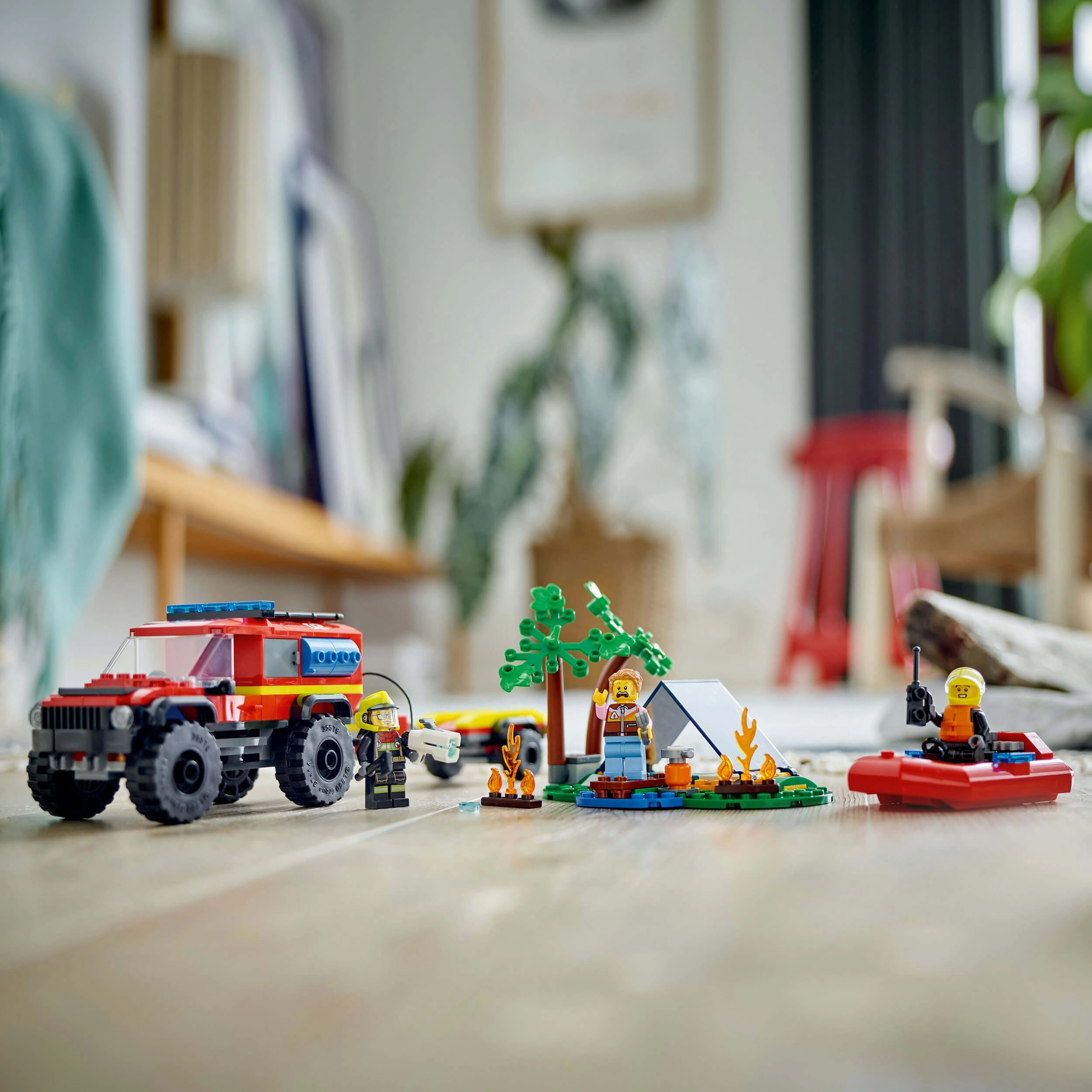 Lego City 60412 4x4 Fire Truck with Rescue Boat Set for Ages 5 and Up