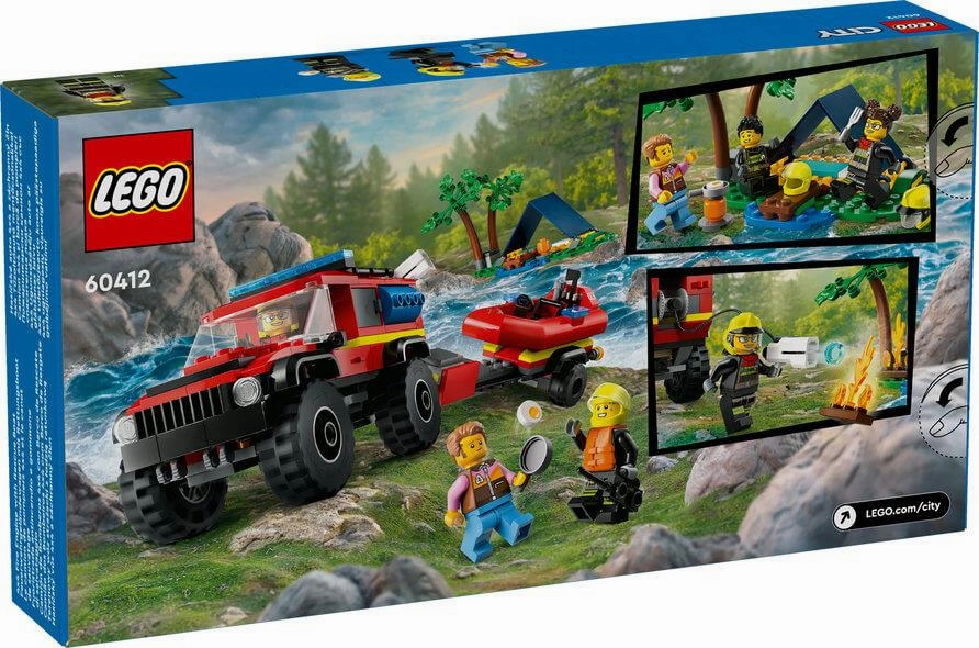 Lego City 60412 4x4 Fire Truck with Rescue Boat Set for Ages 5 and Up