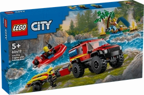 Lego City 60412 4x4 Fire Truck with Rescue Boat Set for Ages 5 and Up