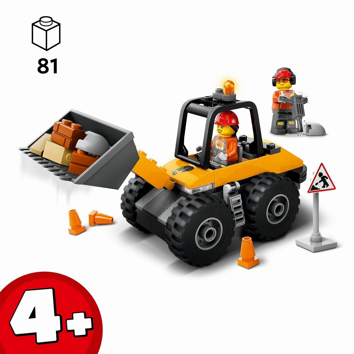 LEGO City Yellow Construction Wheel Loader Vehicle Building Kit For Ages 4 
