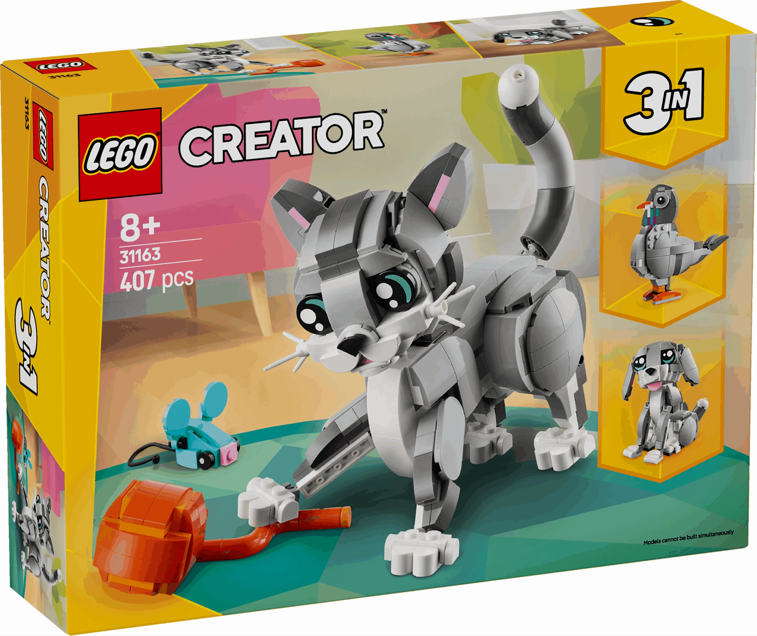 Lego Creator 3 in 1 31163 Playful Cat Rebuildable Toy for Ages 8 & Up
