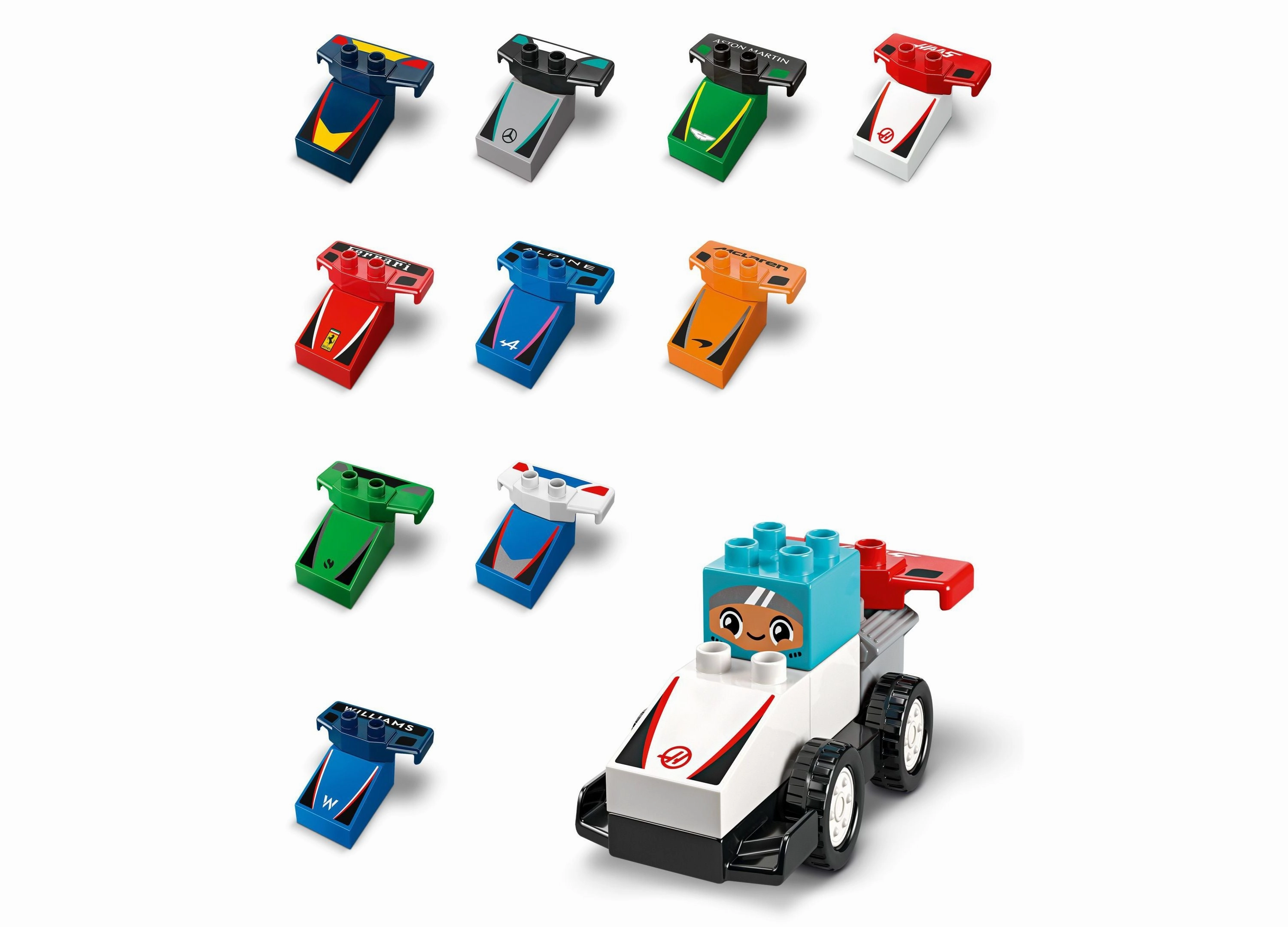 LEGO DUPLO Town F1 Team Race Cars Building Set 10445, 70 Pieces