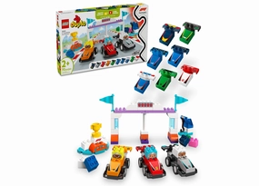 LEGO DUPLO Town F1 Team Race Cars Building Set 10445, 70 Pieces