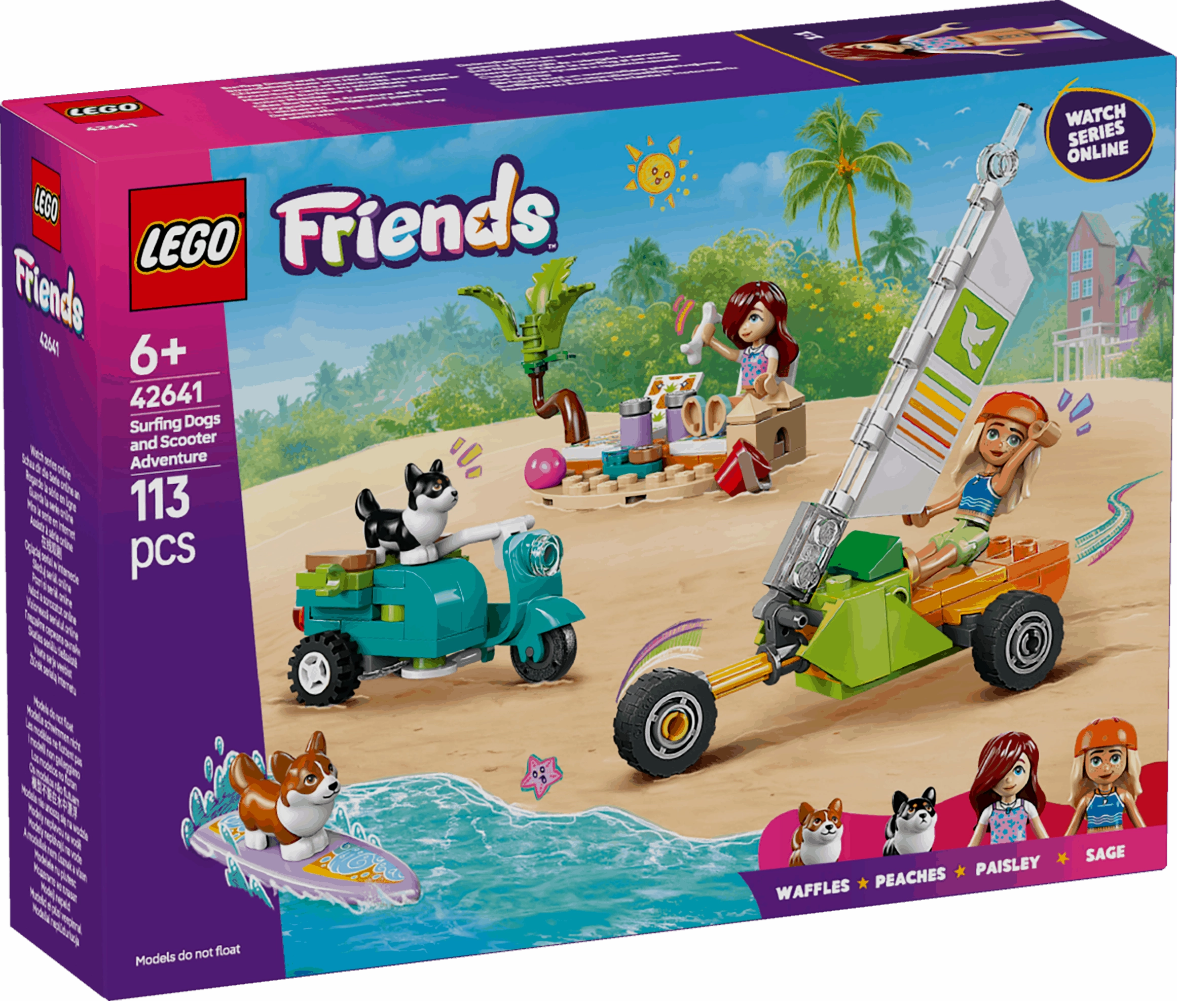 Lego Friends 42641 Surfing Dogs & Scooter Adventure Playset for Age 6 