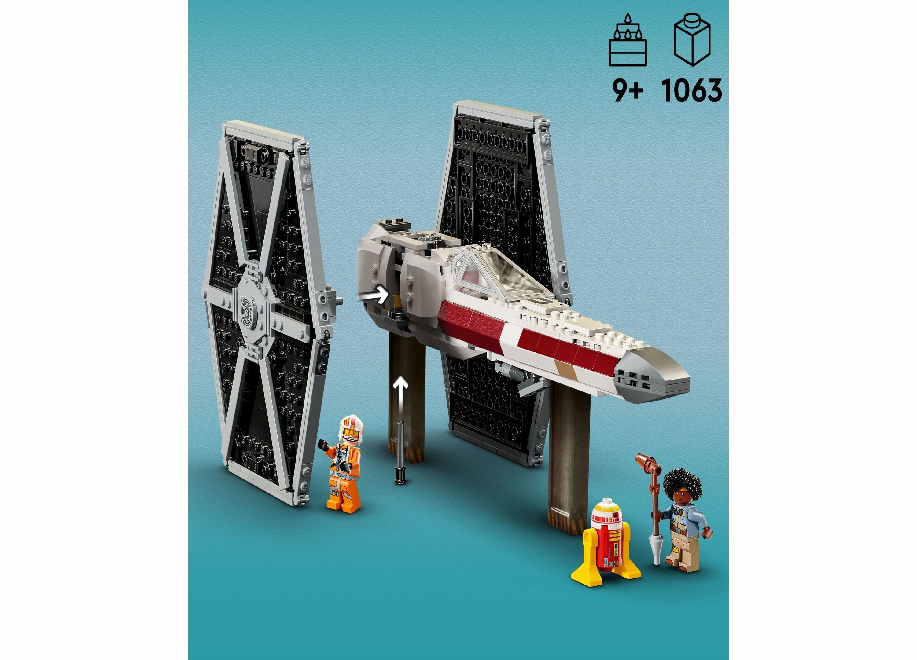 LEGO Star Wars 1063-Piece TIE Fighter X-Wing Builder Set for Kids 75393