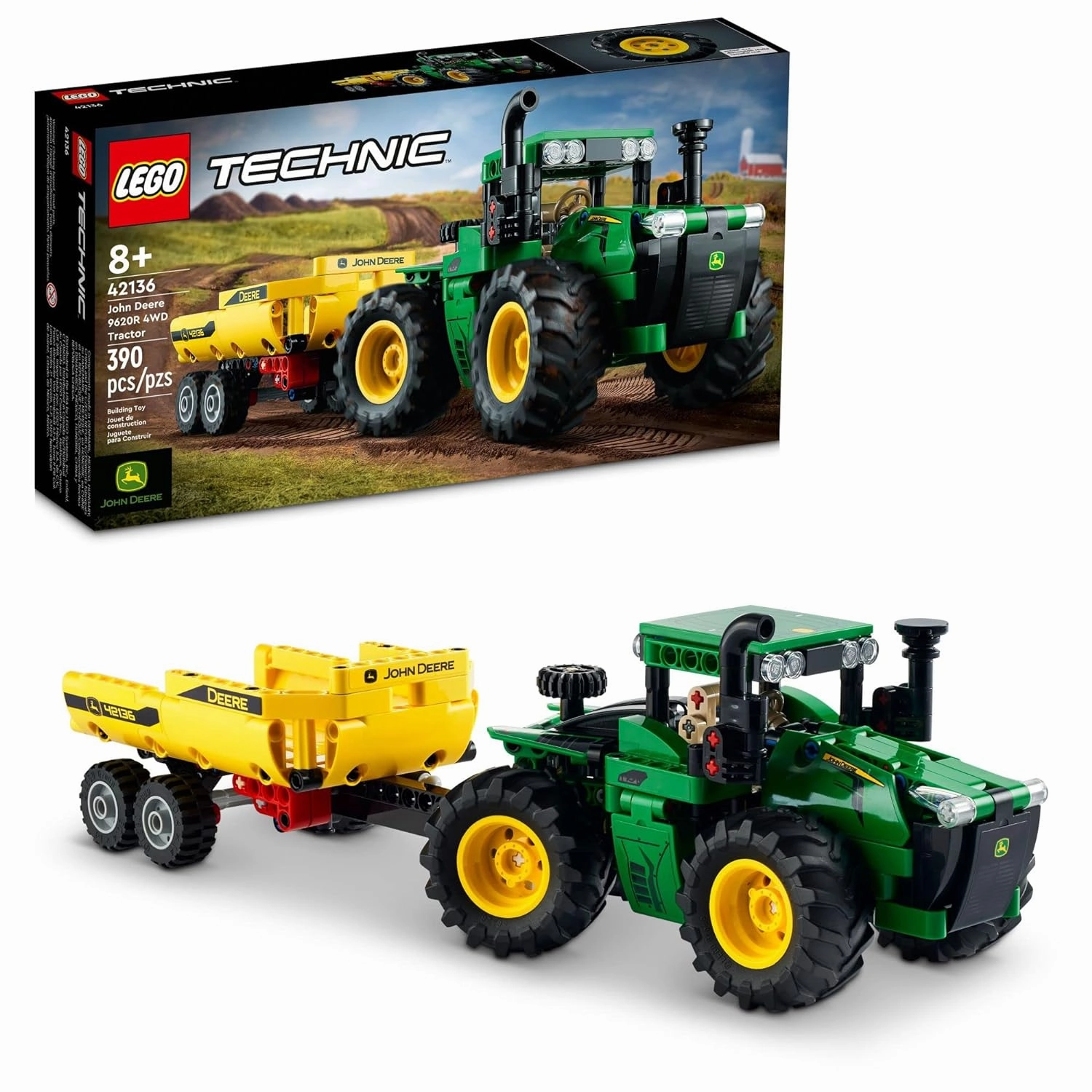 LEGO Technic John Deere 9620R 4WD Tractor Set Building Kit for Ages 8 