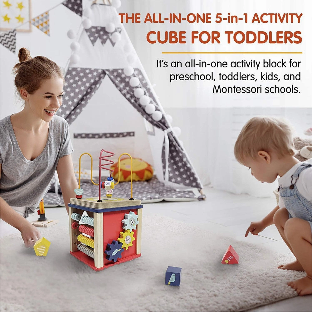 LEO & FRIENDS Alice 5-in-1 Activity Cube - Montessori-Approved Interactive Toy
