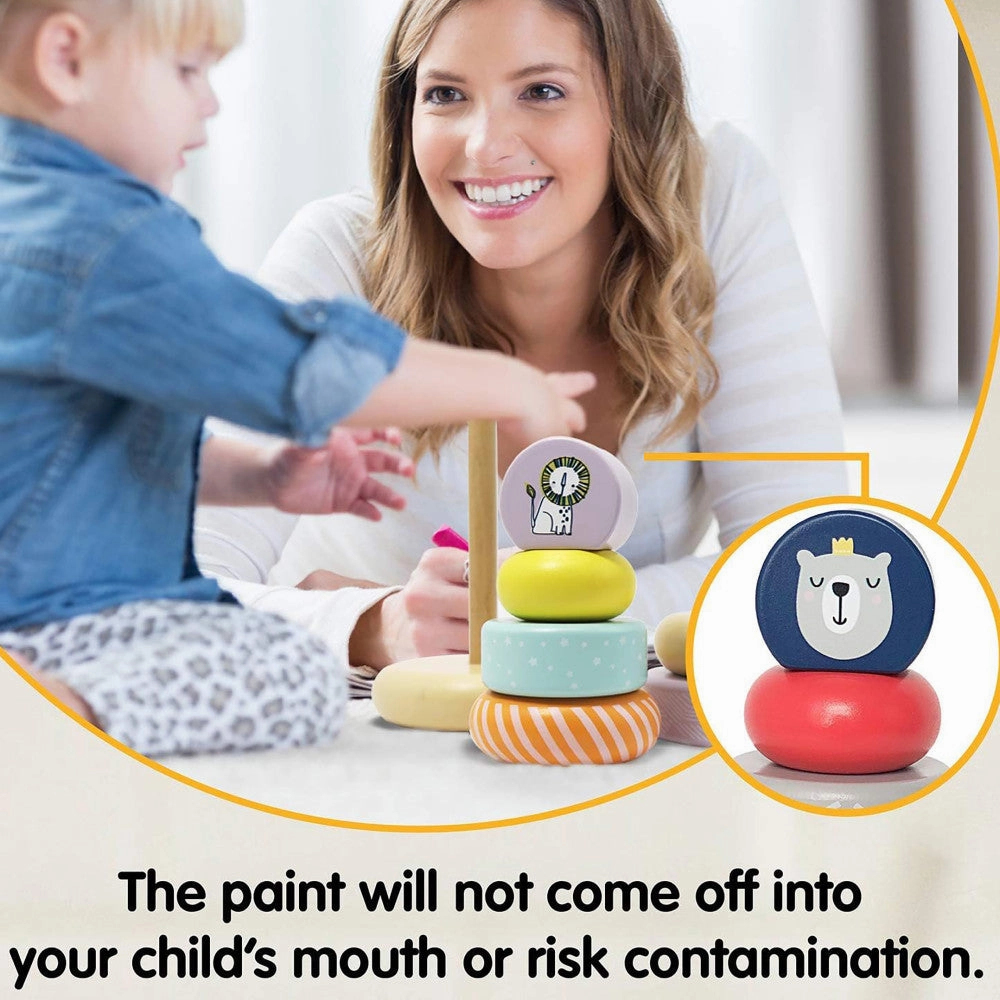 LEO & FRIENDS Montessori-Approved Wooden Stacking Rings - Benny The Bear