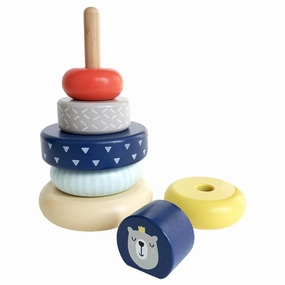 LEO & FRIENDS Montessori-Approved Wooden Stacking Rings - Benny The Bear