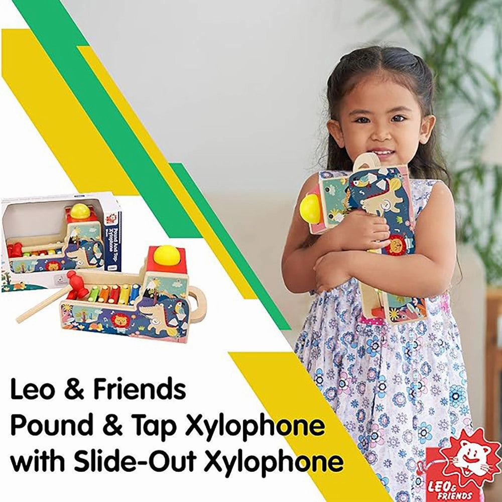 LEO & FRIENDS Wooden Musical Pound & Tap Bench with Xylophone