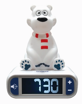 Lexibook Polar Bear Digital Alarm Clock with 3D Night Light - White