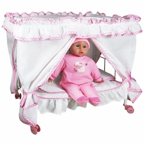 Lissi 14" Princess Canopy Bed Set with Baby Doll - Perfect for Kids Ages 3 