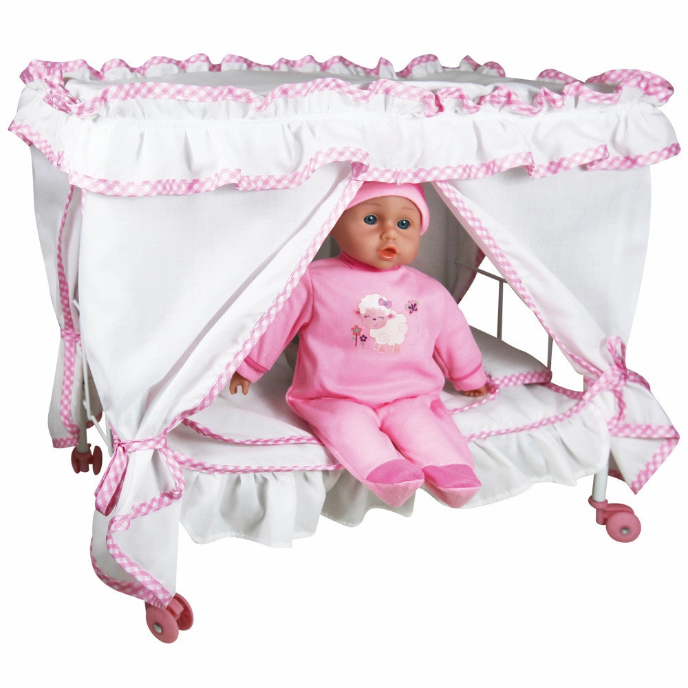 Lissi 14" Princess Canopy Bed Set with Baby Doll - Perfect for Kids Ages 3 