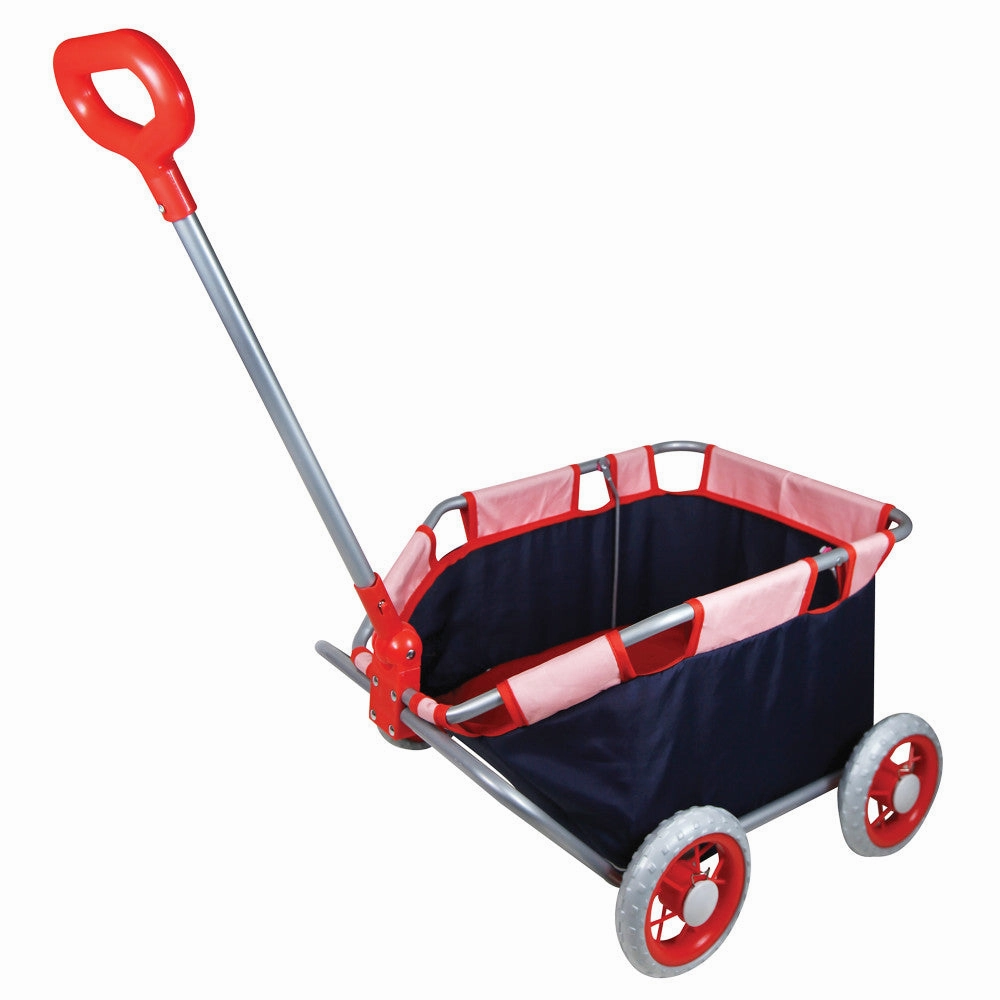 Lissi Doll Pull Cart - Navy & Red - Foldable Design for Kids Ages 2 