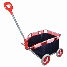 Lissi Doll Pull Cart - Navy & Red - Foldable Design for Kids Ages 2 