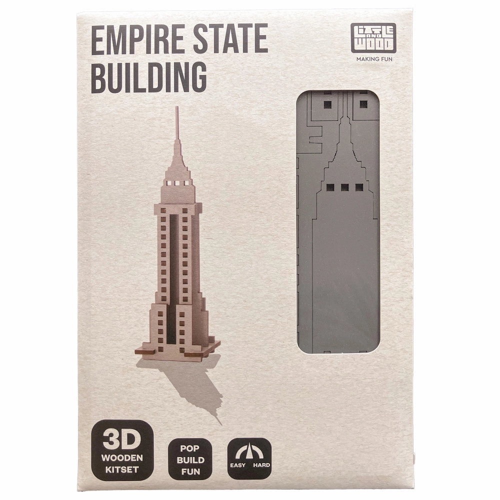 Little & Wood Empire State Building: 3D Wooden Puzzle Kit - Medium, Grey