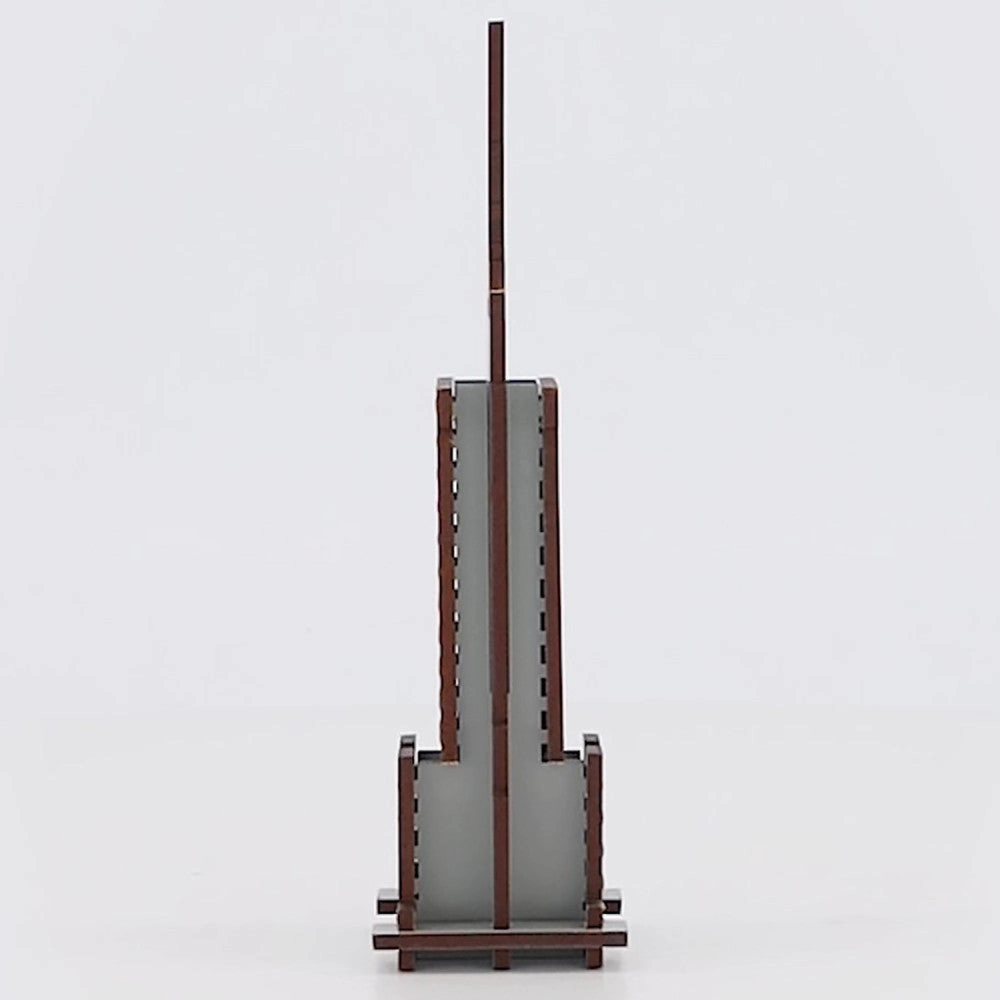 Little & Wood Empire State Building: 3D Wooden Puzzle Kit - Medium, Grey