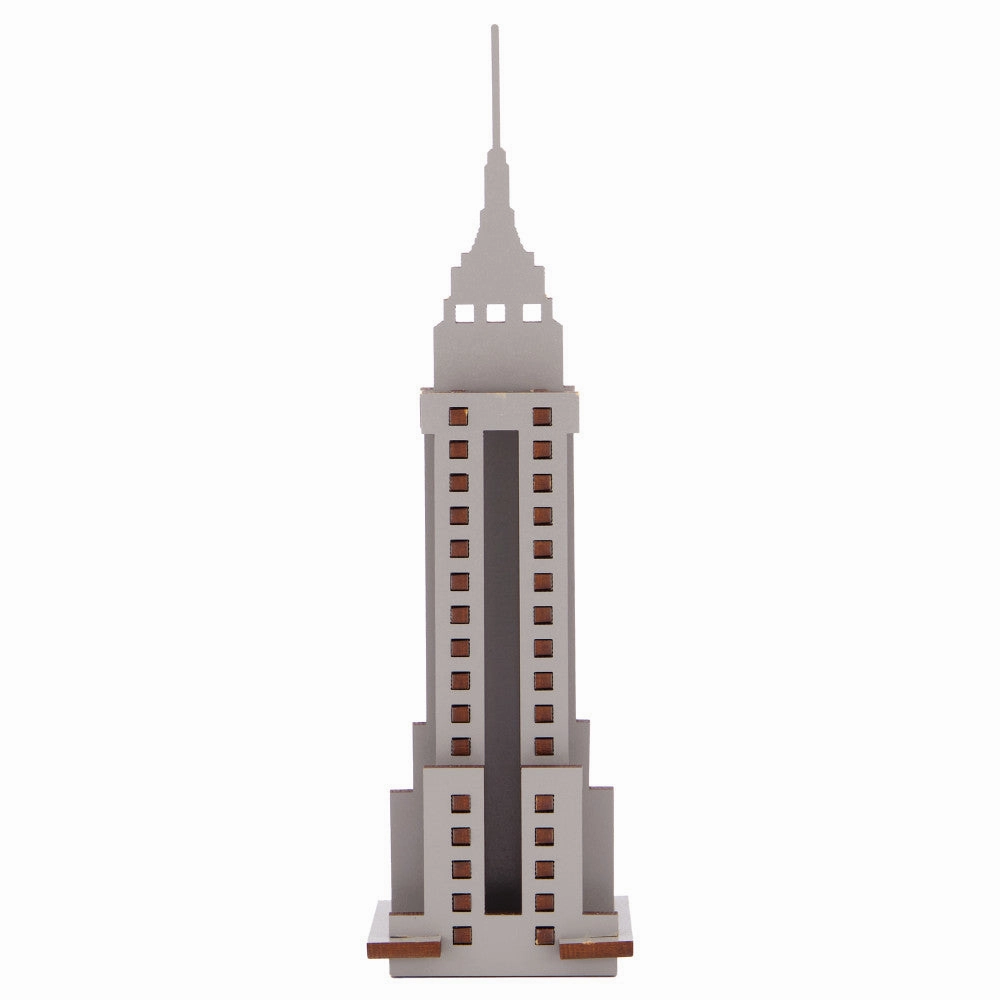 Little & Wood Empire State Building: 3D Wooden Puzzle Kit - Medium, Grey