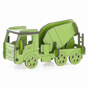Little & Wood: Woodlet Green Concrete Truck 3D Wooden Kit-Set, Medium