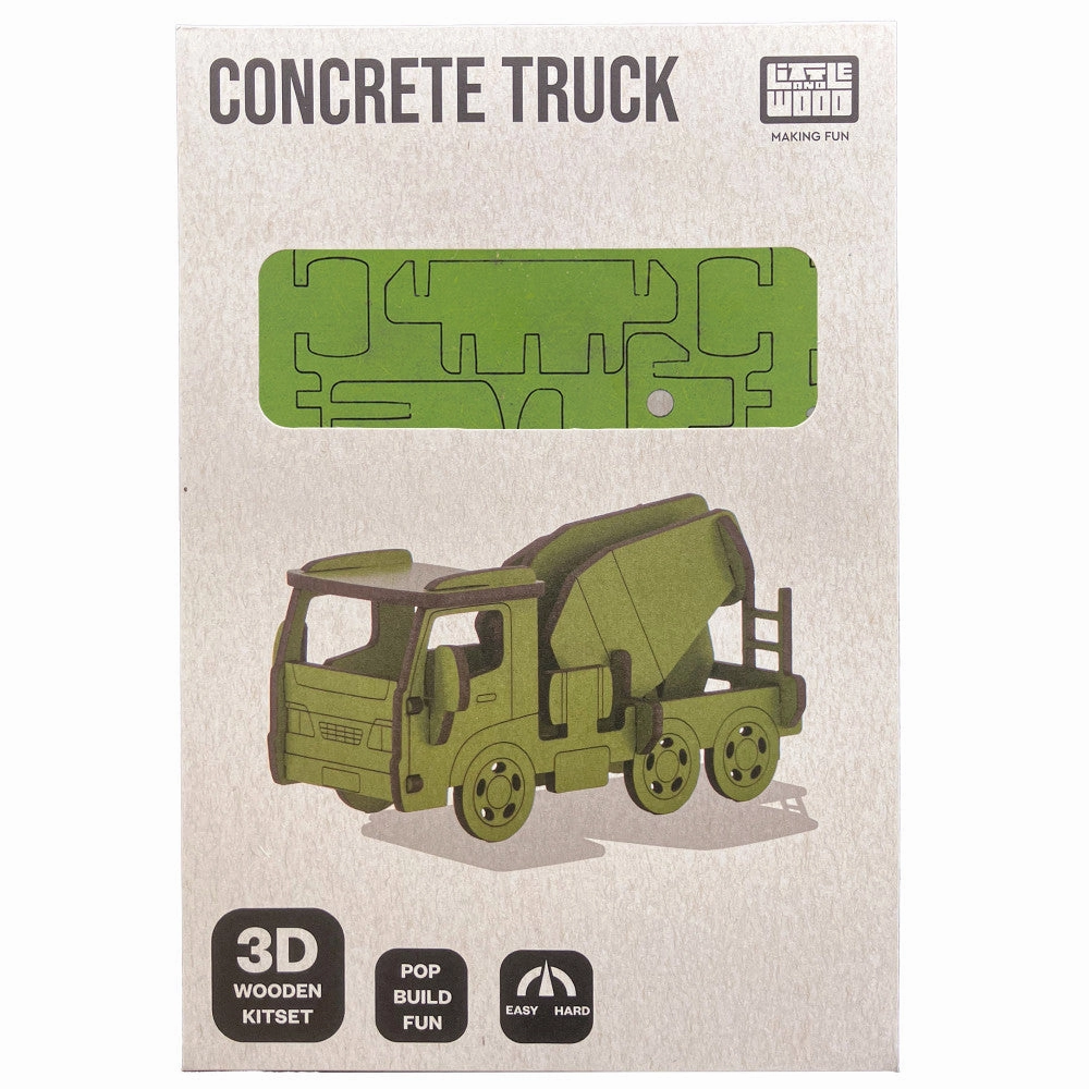 Little & Wood: Woodlet Green Concrete Truck 3D Wooden Kit-Set, Medium