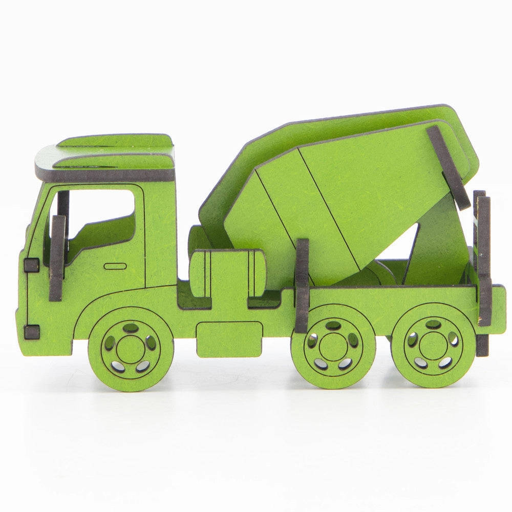 Little & Wood: Woodlet Green Concrete Truck 3D Wooden Kit-Set, Medium