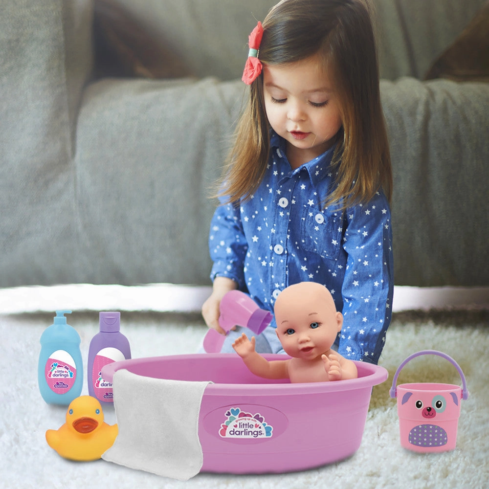 Little Darlings 12-inch Wash N' Play Baby Set with Unicorn Cover-Up