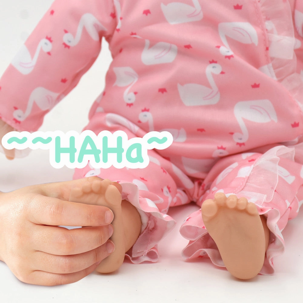 Little Darlings 14-inch Kiss N Tickles Baby Doll - Pink Swan Onesie