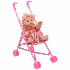 Little Darlings Flamingo Jumper & Pink Stroller Playset