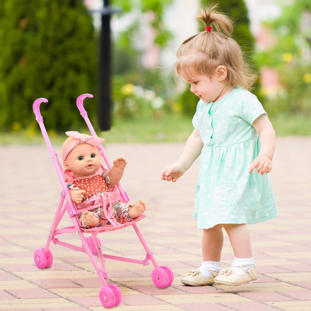 Little Darlings Flamingo Jumper & Pink Stroller Playset