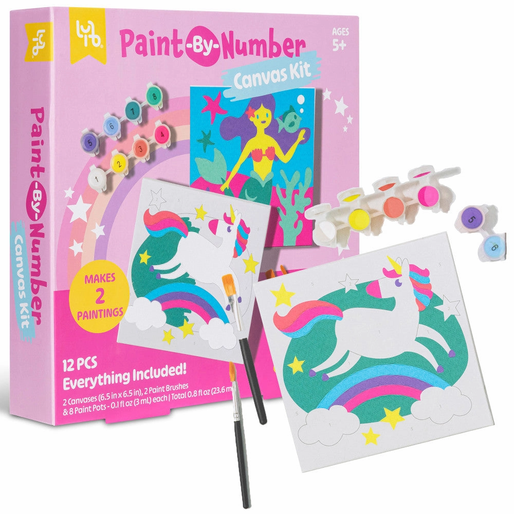 Little Yellow Bicycle Unicorn & Mermaid Paint-by-Number Kit - Arts Craft Set